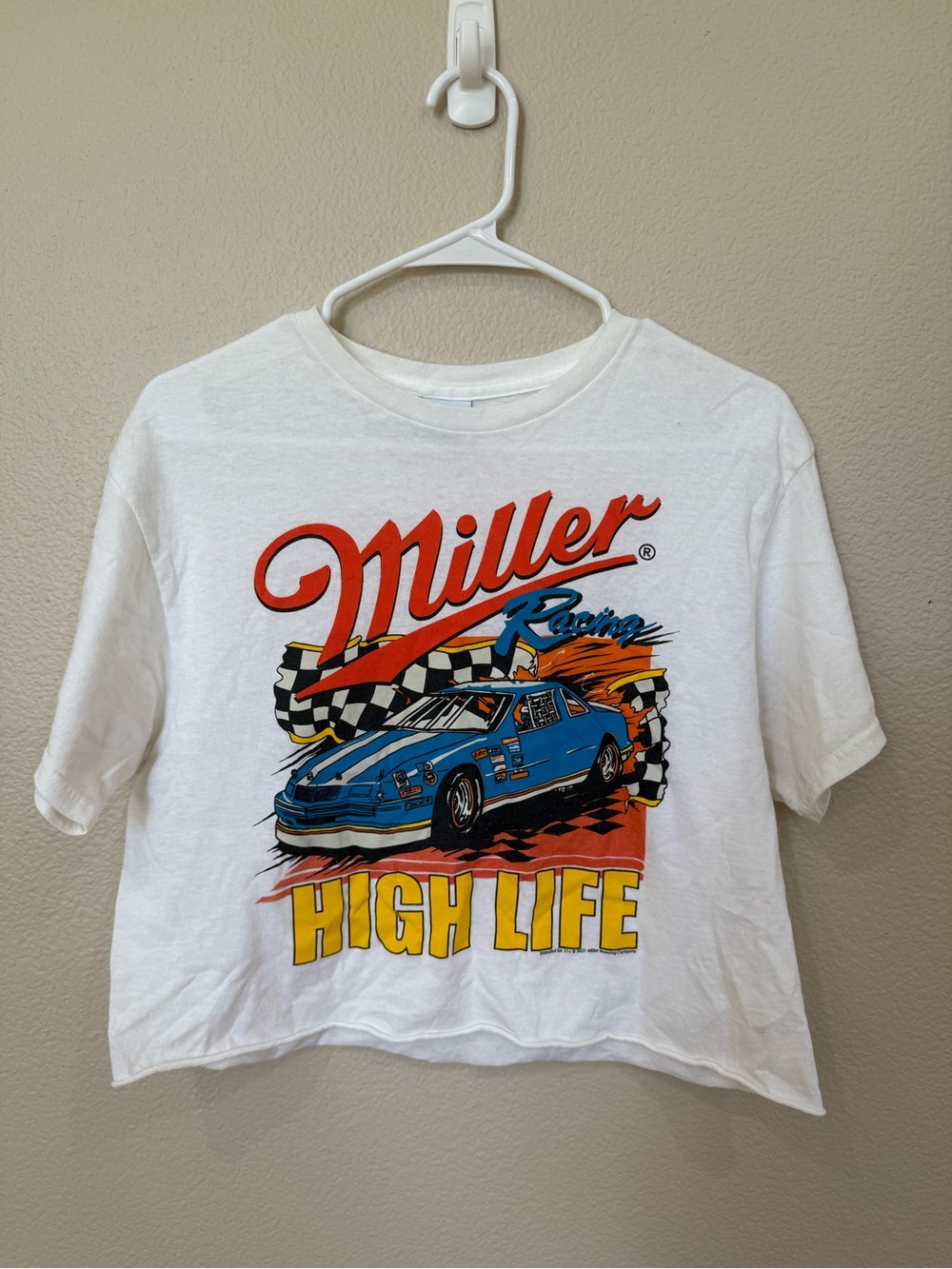 Junk Food Clothing White 'Miller Racing' Kids Graphic Tee with Blue Car